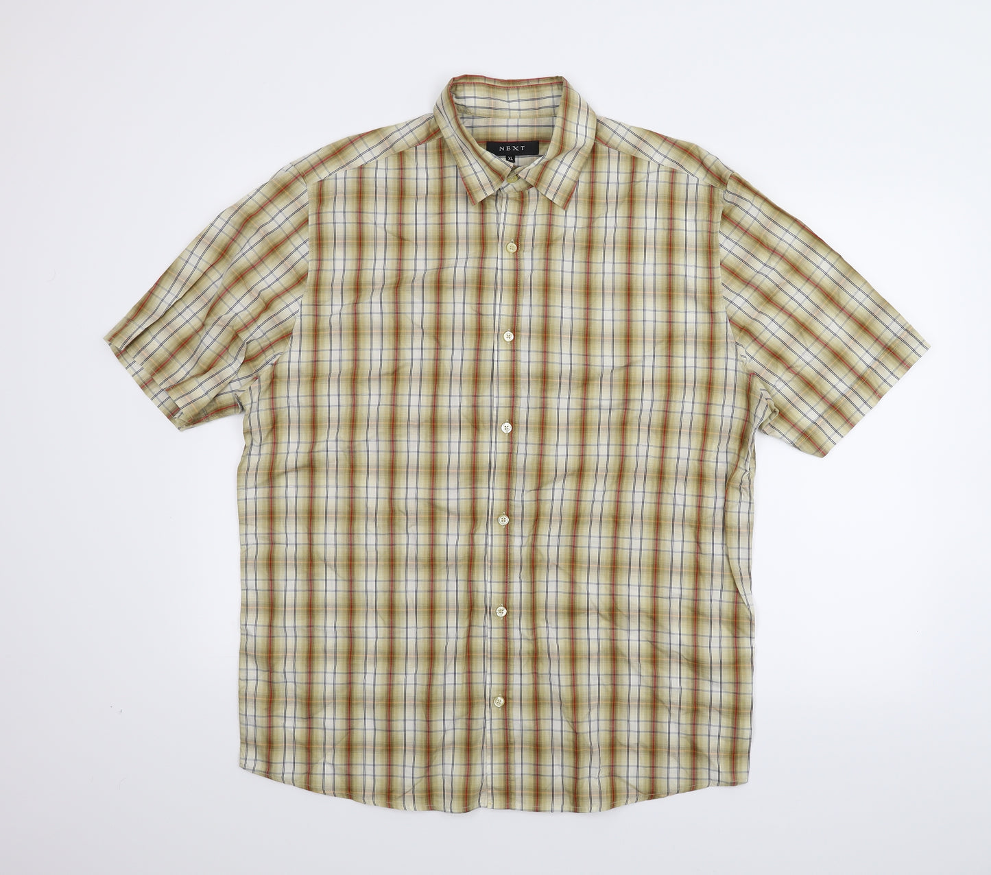 NEXT Mens Beige Check   T-Shirt Size XL