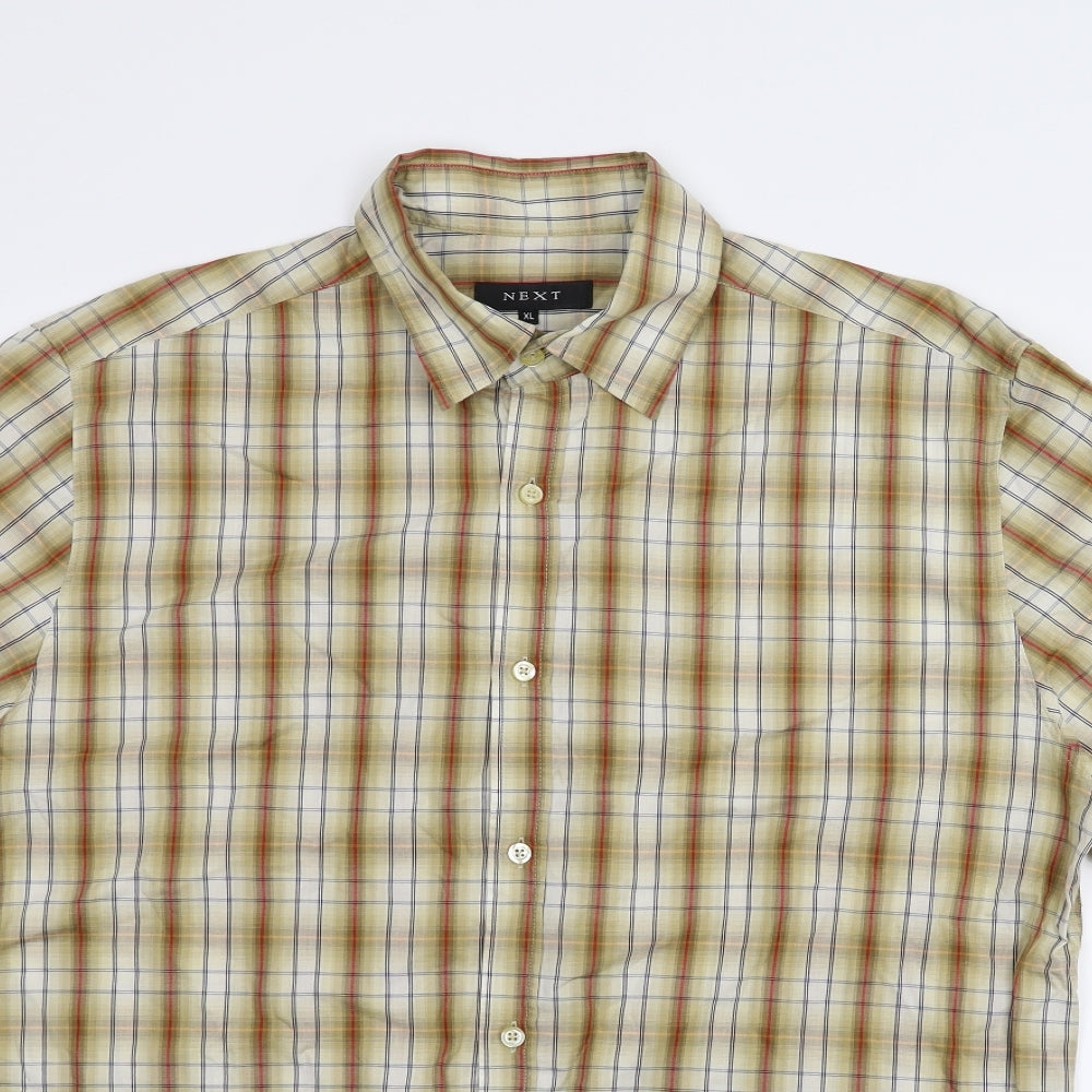 NEXT Mens Beige Check   T-Shirt Size XL
