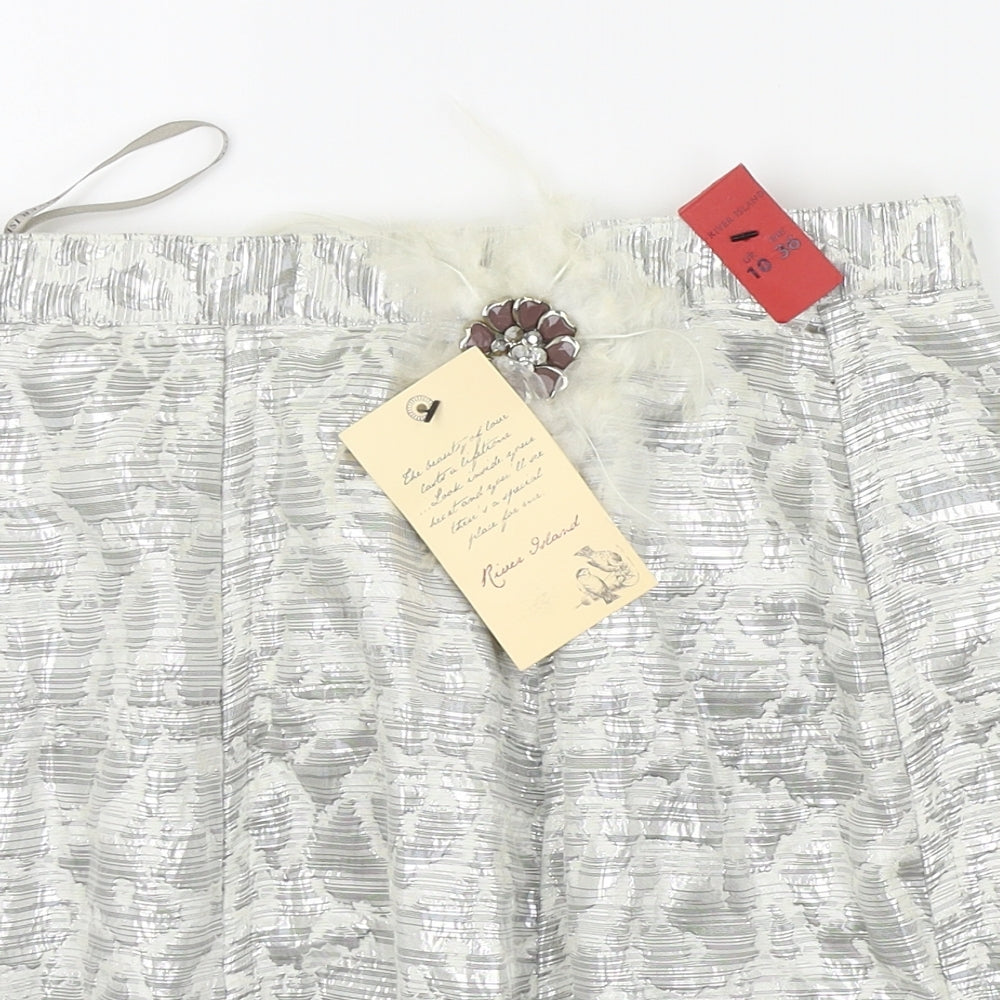 River Island Womens Silver   Pleated Skirt Size 10