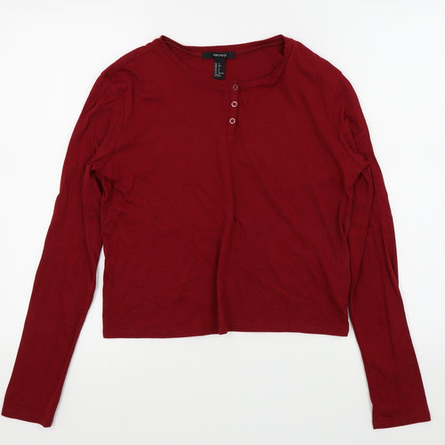 FOREVER 21 Womens Red   Basic Button-Up Size 6