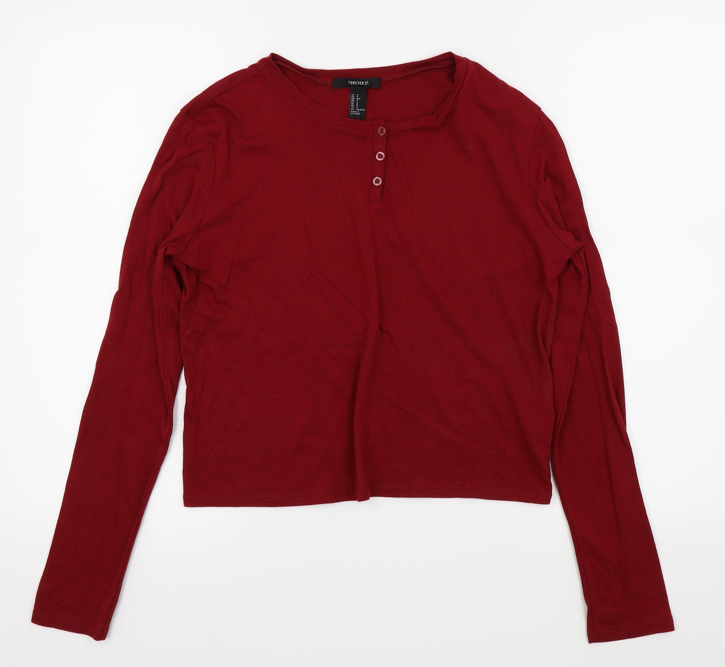 FOREVER 21 Womens Red   Basic Button-Up Size 6