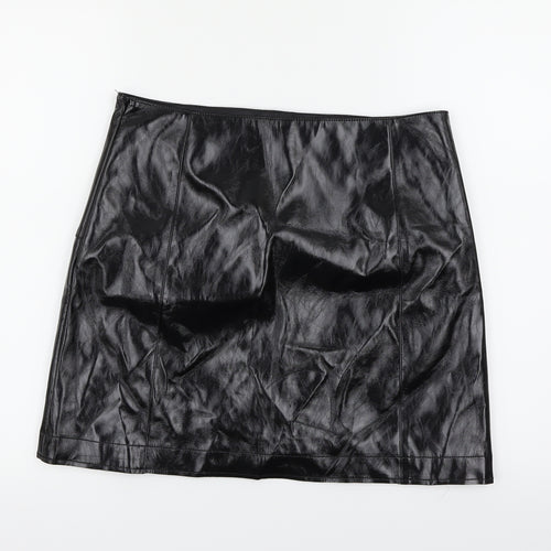 River Island Womens Black   Mini Skirt Size 12  - Leather Effect