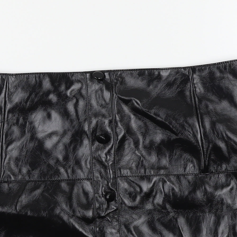River Island Womens Black   Mini Skirt Size 12  - Leather Effect