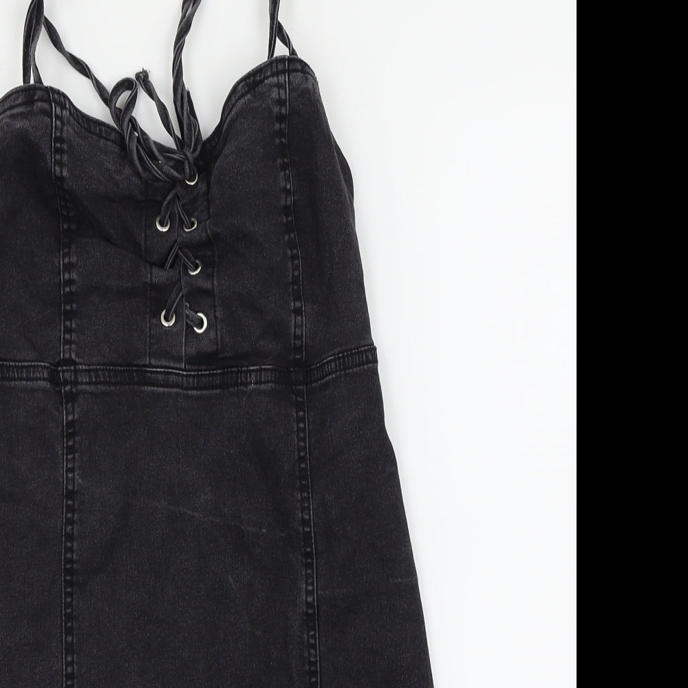 Denim & Co. Womens Black  Denim Bodycon  Size 10