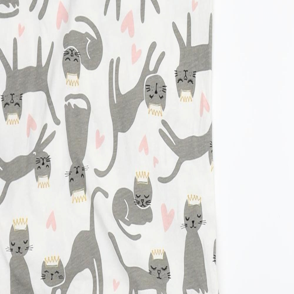 George Girls White Animal Print  Top Pyjama Set Size 5-6 Years  - Cats