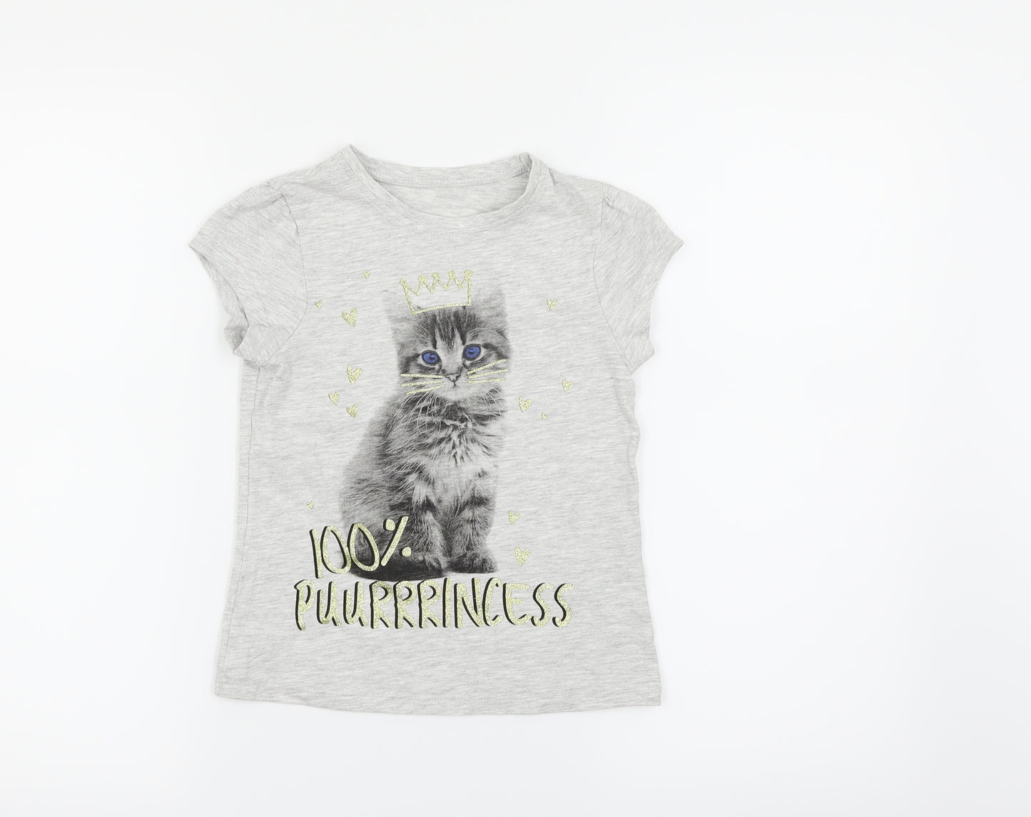 George Girls Grey   Basic T-Shirt Size 5-6 Years