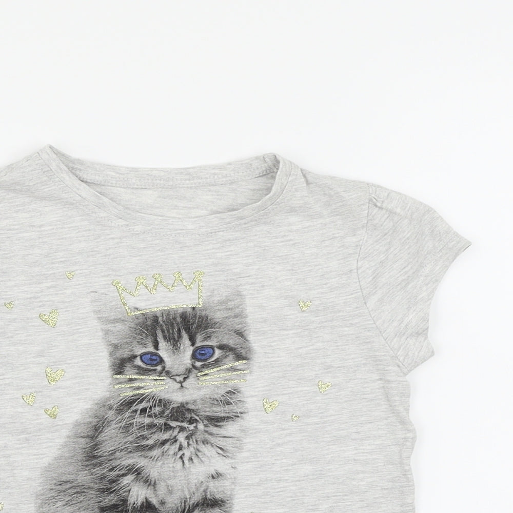 George Girls Grey   Basic T-Shirt Size 5-6 Years