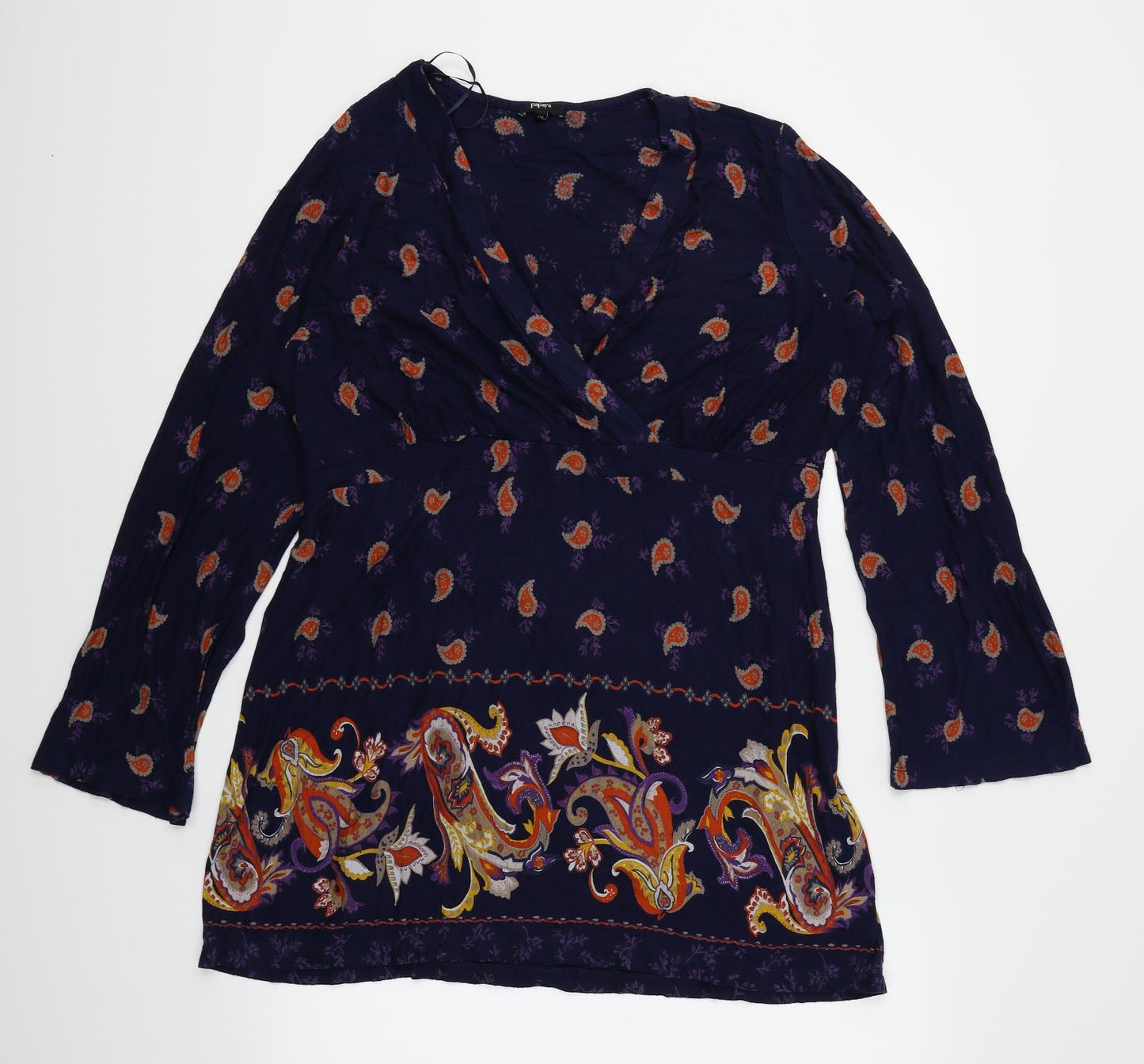 Papaya Womens Blue Paisley  Wrap Blouse Size 22