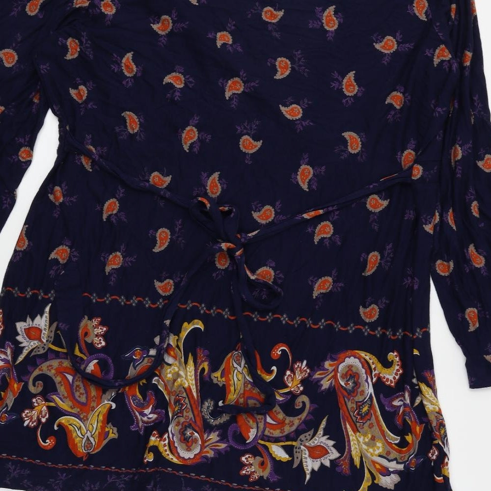 Papaya Womens Blue Paisley  Wrap Blouse Size 22