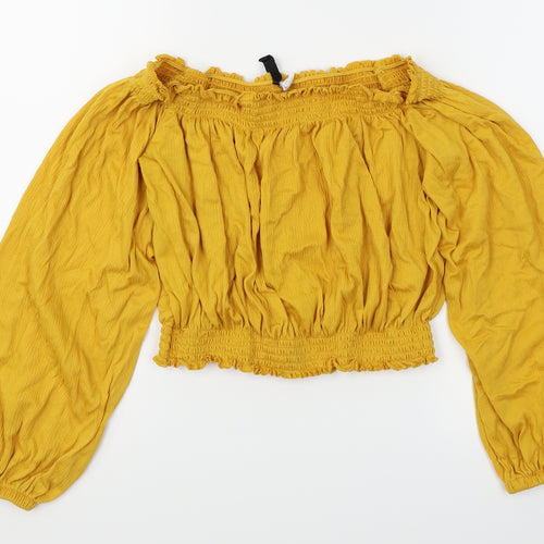 Divided Womens Yellow   Cropped T-Shirt Size L