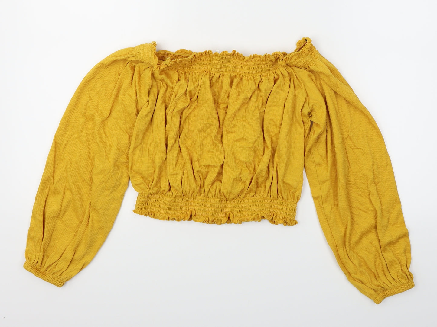 Divided Womens Yellow   Cropped T-Shirt Size L