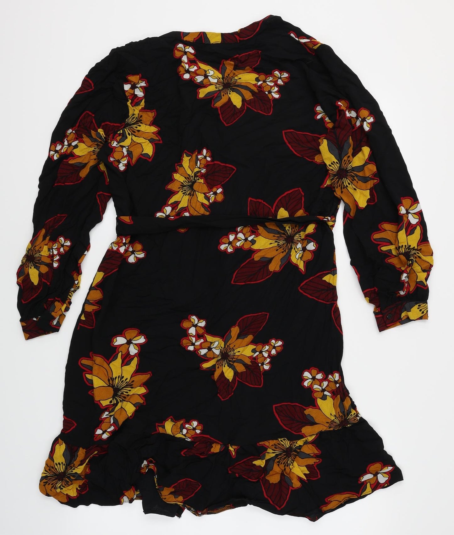 Papaya Womens Black Floral  Shirt Dress  Size 18