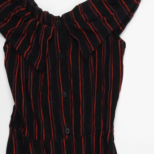 Topshop Womens Black Striped  Skater Dress  Size 10