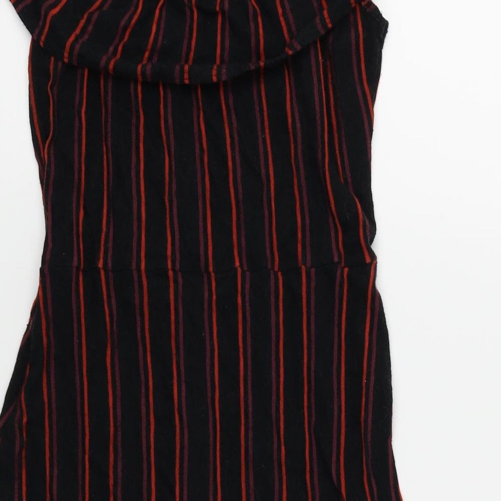 Topshop Womens Black Striped  Skater Dress  Size 10