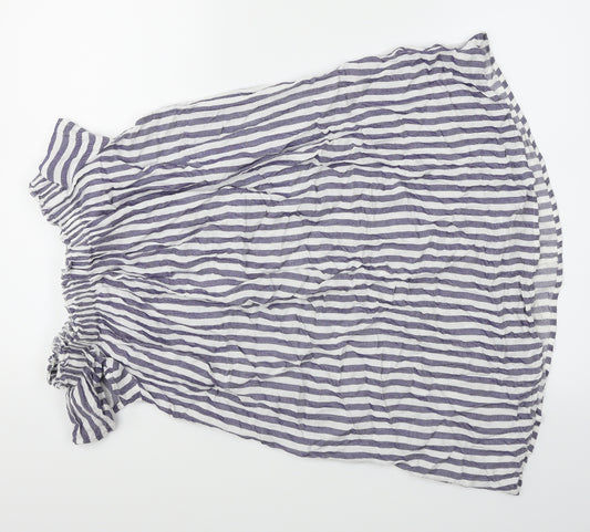 Front view of Papaya women’s blue striped a-line, size UK 8