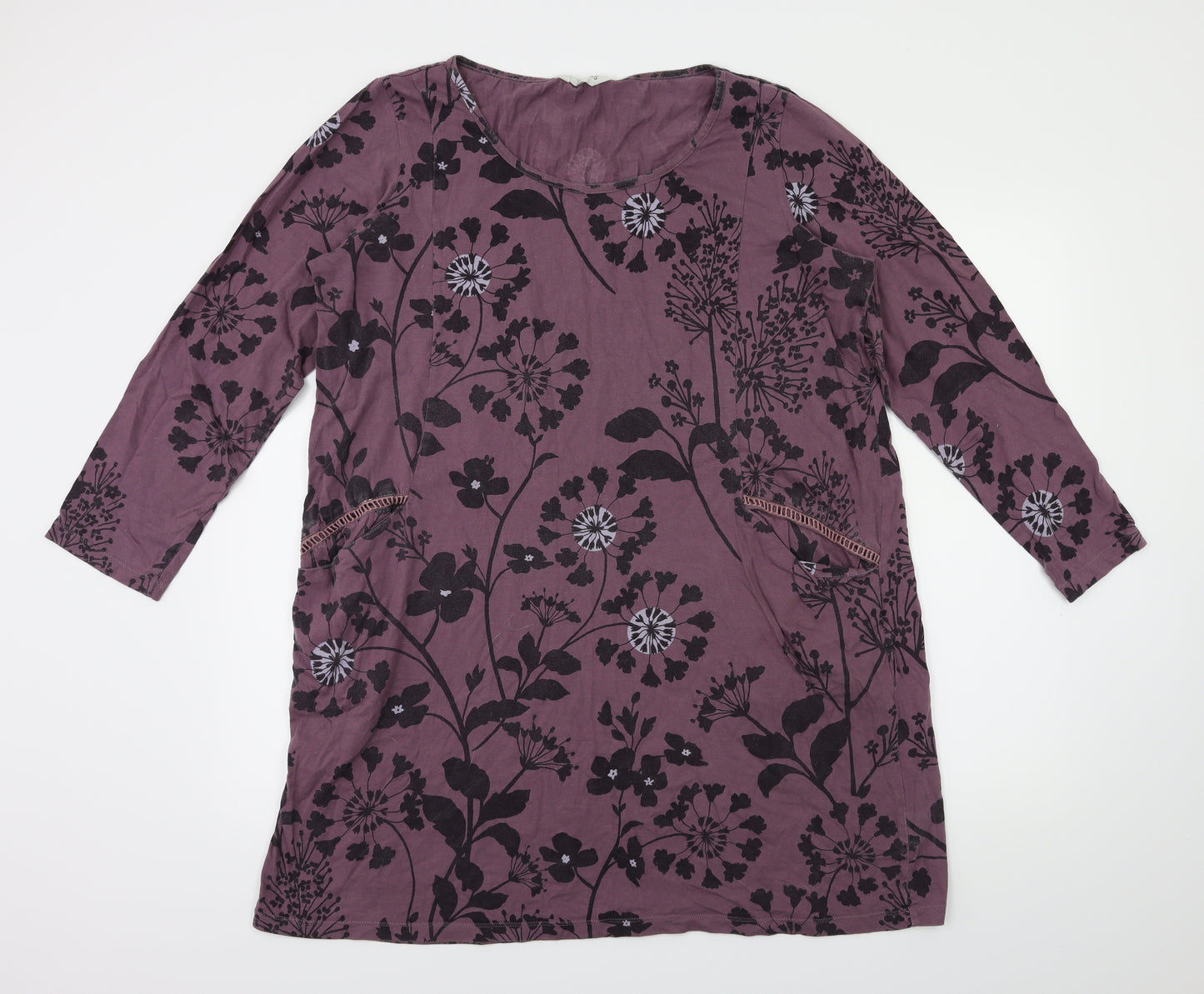 Nomads Womens Purple Floral  Basic T-Shirt Size 18