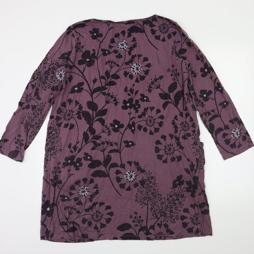 Nomads Womens Purple Floral  Basic T-Shirt Size 18