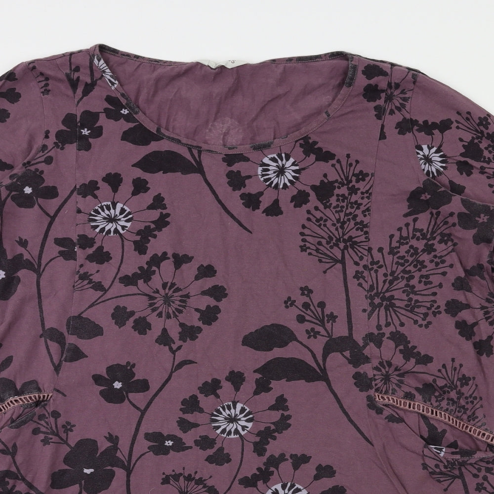Nomads Womens Purple Floral  Basic T-Shirt Size 18