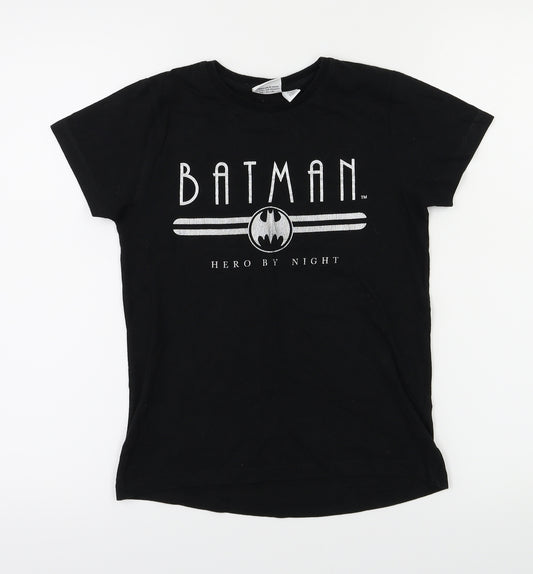 Front view of Batman boys’ black pullover casual, size 8-9, years