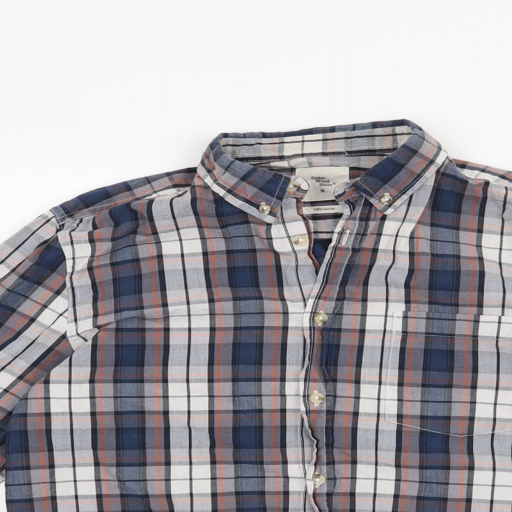 Cedar Wood State Mens Blue Check   Button-Up Size M