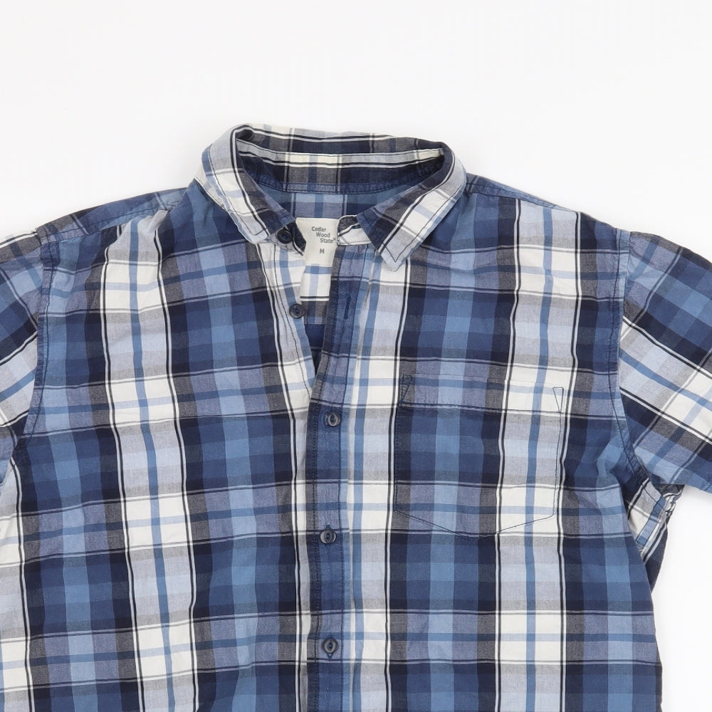 Cedar Wood State Mens Blue Check   Button-Up Size M