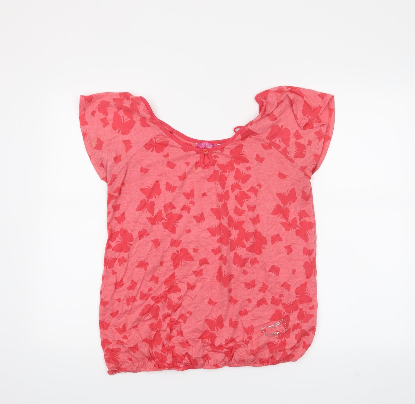 Pineapple Womens Pink Animal Print  Basic T-Shirt Size 16