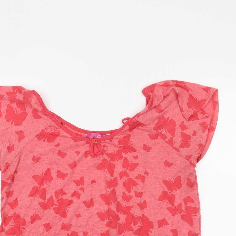 Pineapple Womens Pink Animal Print  Basic T-Shirt Size 16