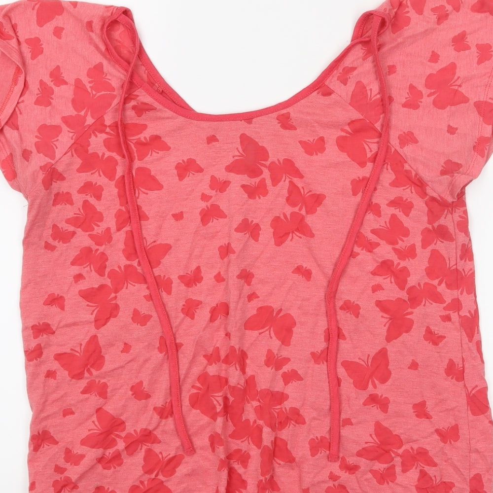 Pineapple Womens Pink Animal Print  Basic T-Shirt Size 16