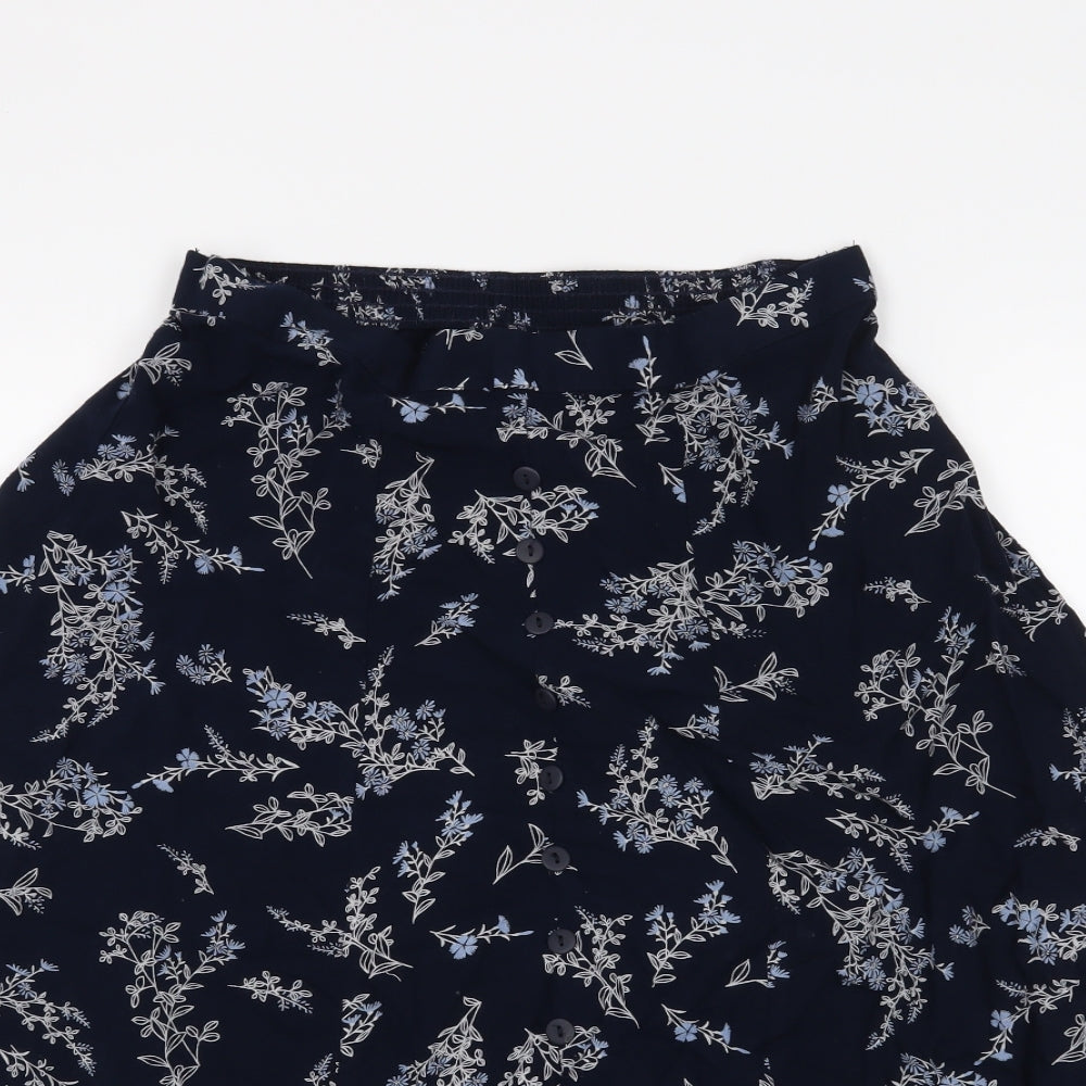 Bon Marché Womens Blue Floral  A-Line Skirt Size 16