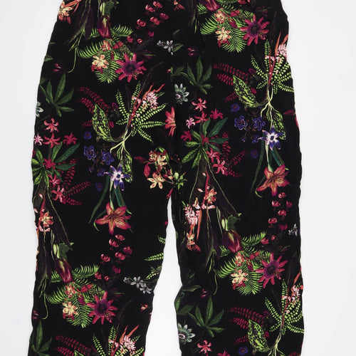 George Womens Black Floral  Trousers  Size 16 L28 in