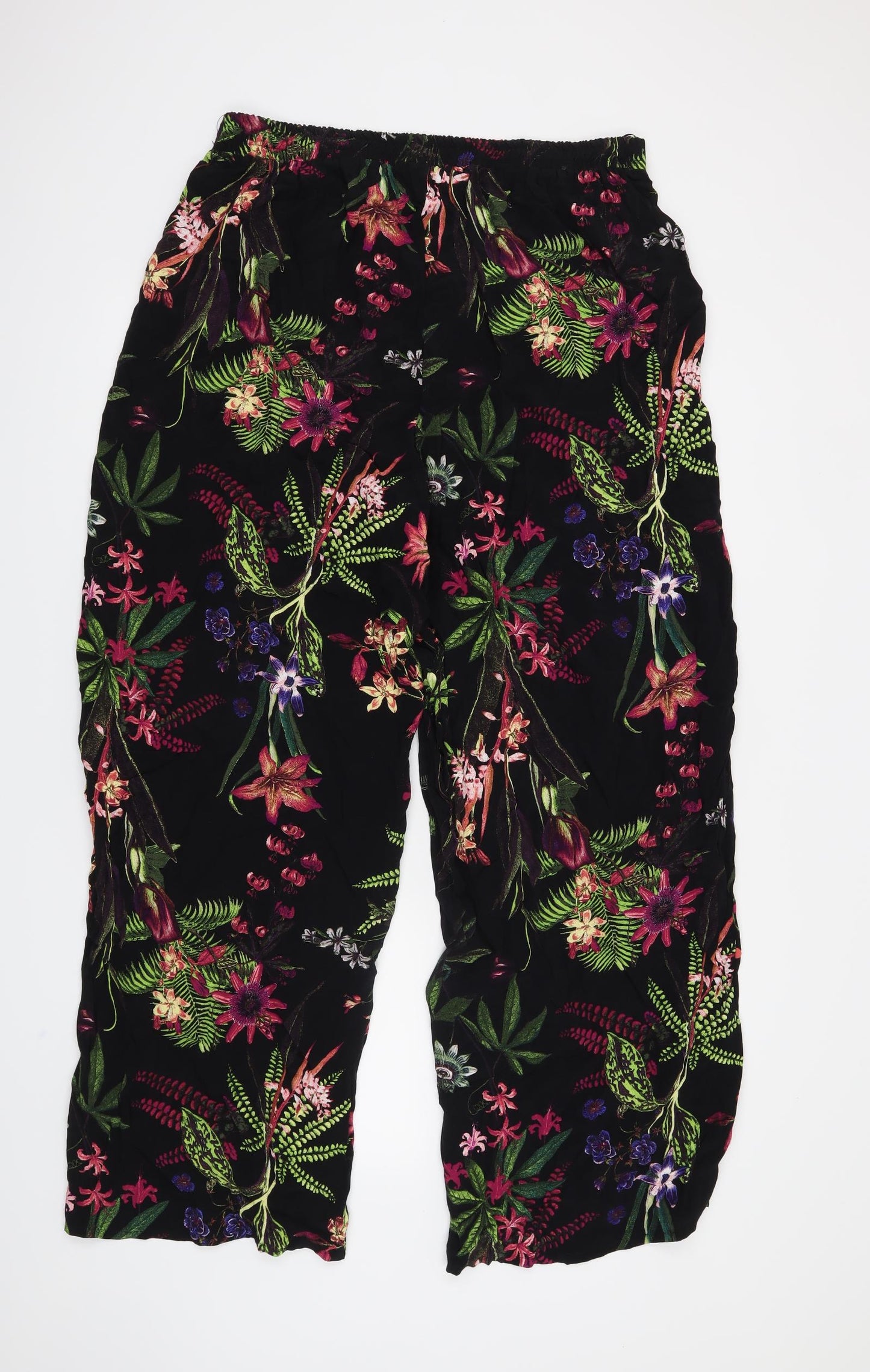 George Womens Black Floral  Trousers  Size 16 L28 in