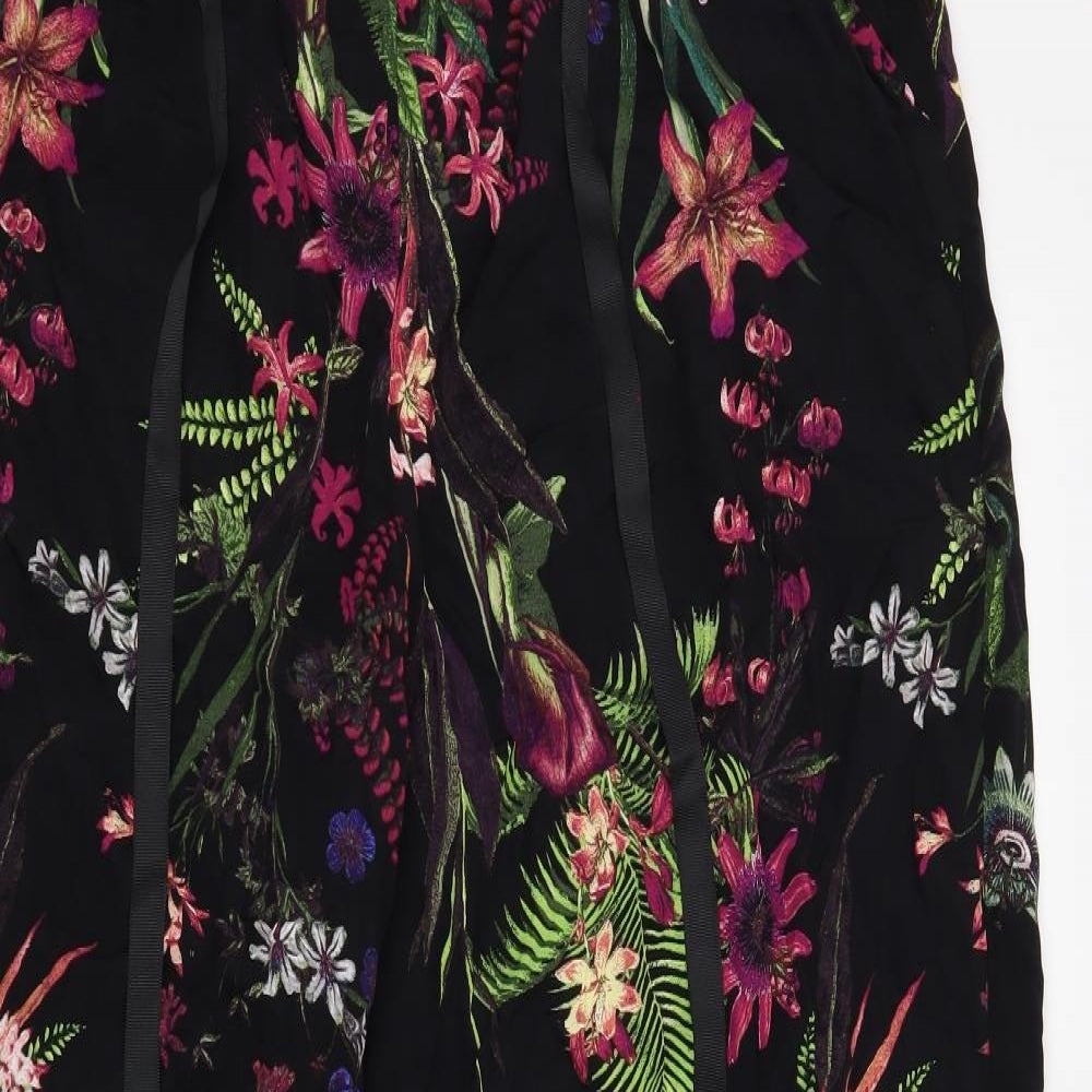 George Womens Black Floral  Trousers  Size 16 L28 in