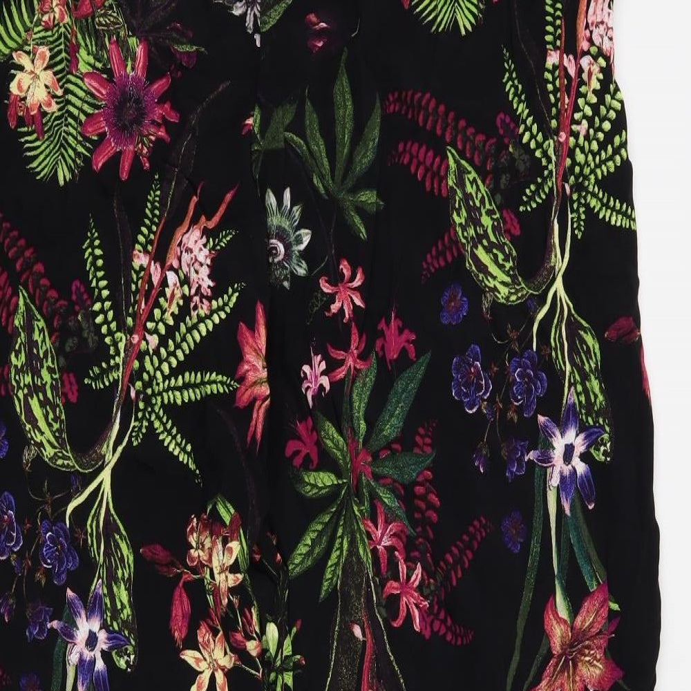 George Womens Black Floral  Trousers  Size 16 L28 in