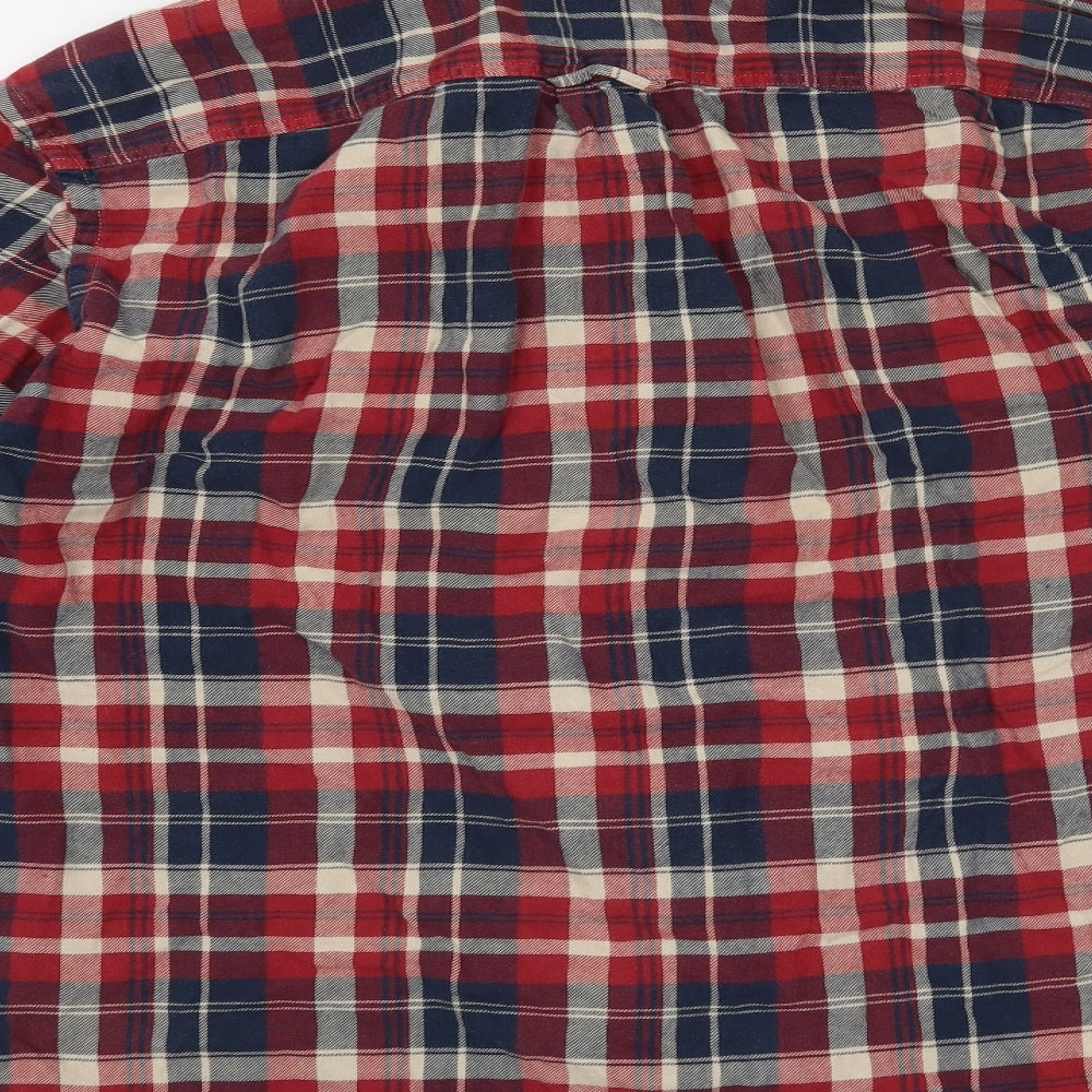 H&M Mens Red Check   Button-Up Size L