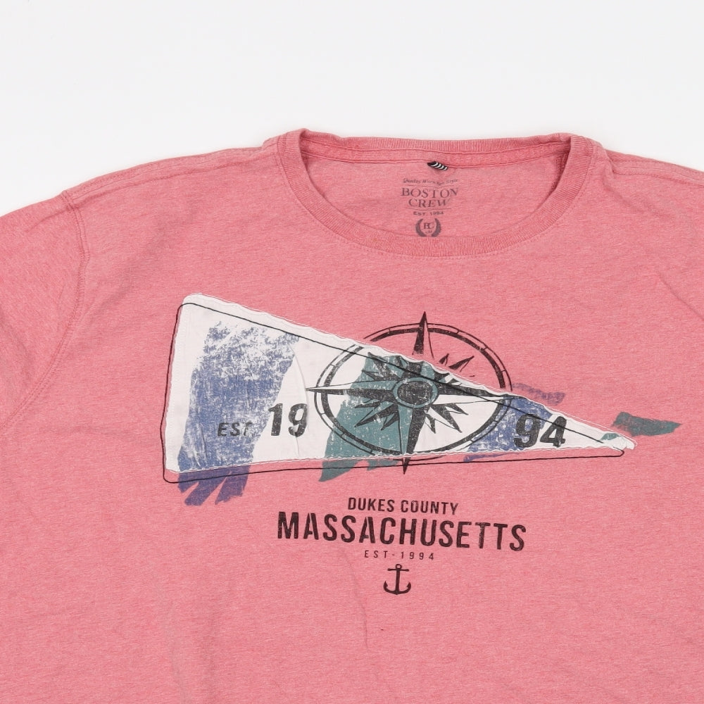 Boston Crew Mens Pink    T-Shirt Size 3XL
