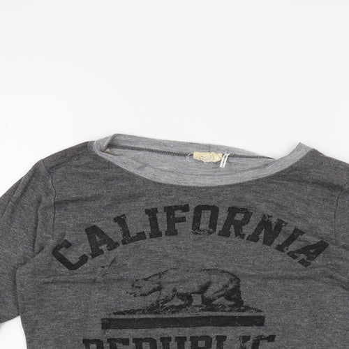 one clothing Womens Grey   Cropped T-Shirt Size XS