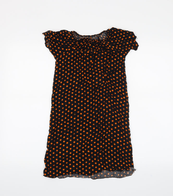 Preworn Girls Black Polka Dot  A-Line  Size 10 Years