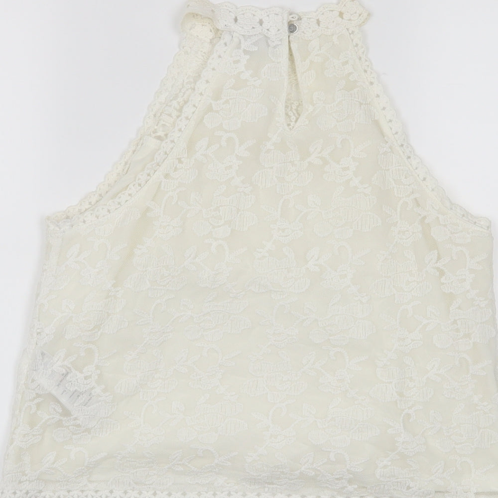 New Look Womens White   Cropped Tank Size 8
