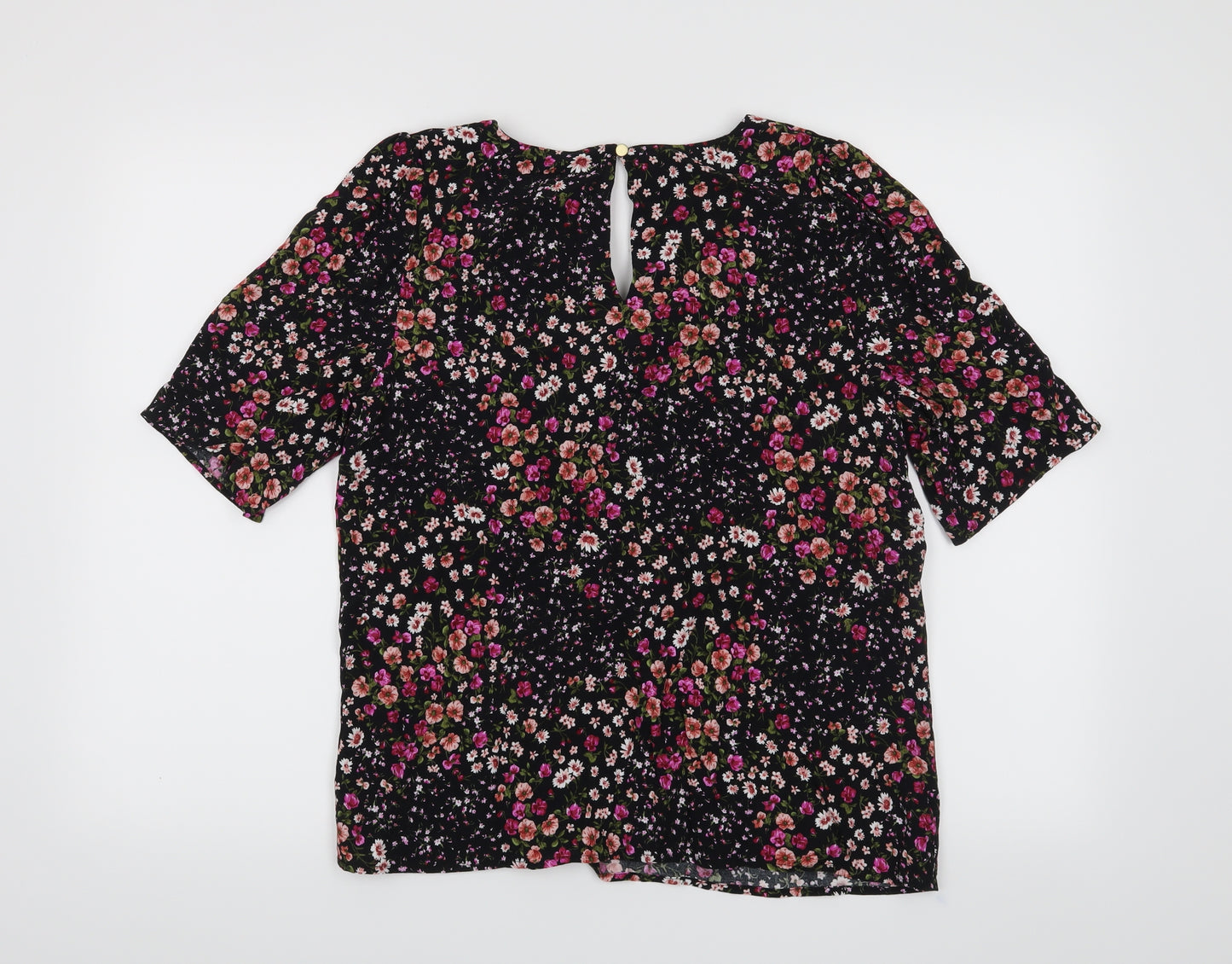 F&F Womens Black Floral  Basic Blouse Size 8