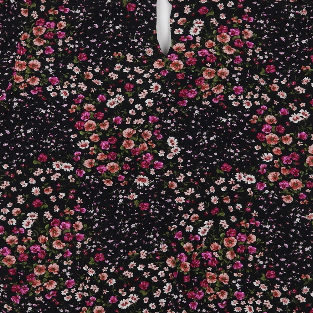 F&F Womens Black Floral  Basic Blouse Size 8