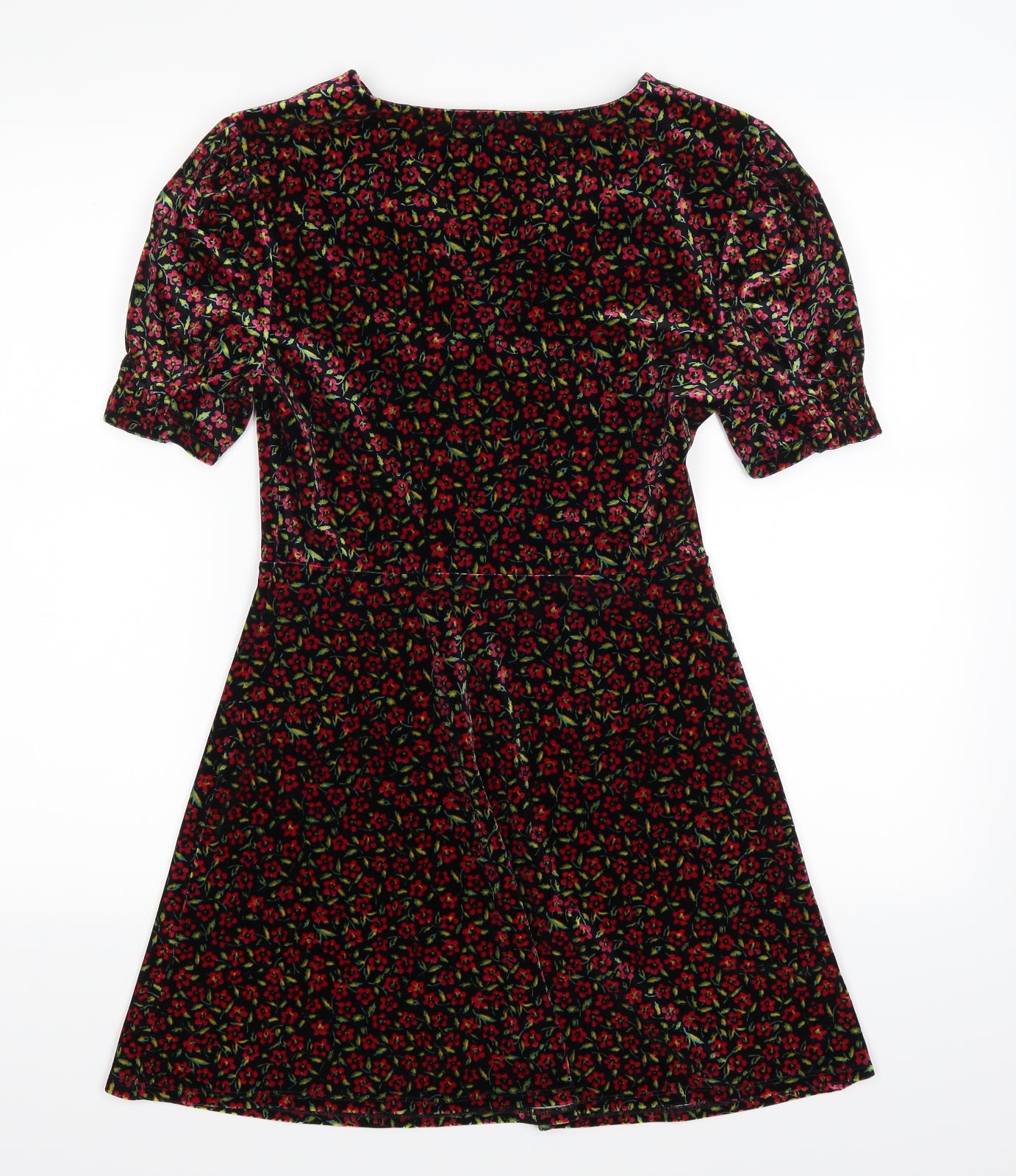 Topshop Womens Black Floral  Fit & Flare  Size 8