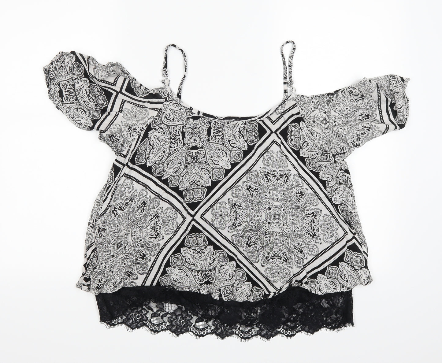 Select Womens Black Paisley  Basic Blouse Size 12