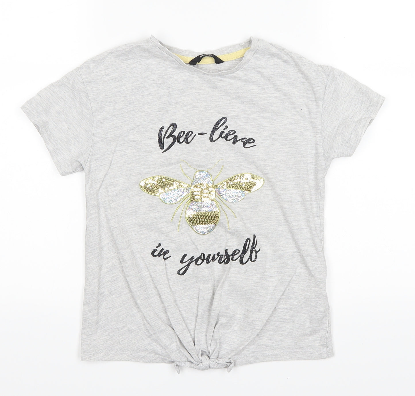 George Girls Grey   Basic T-Shirt Size 6-7 Years
