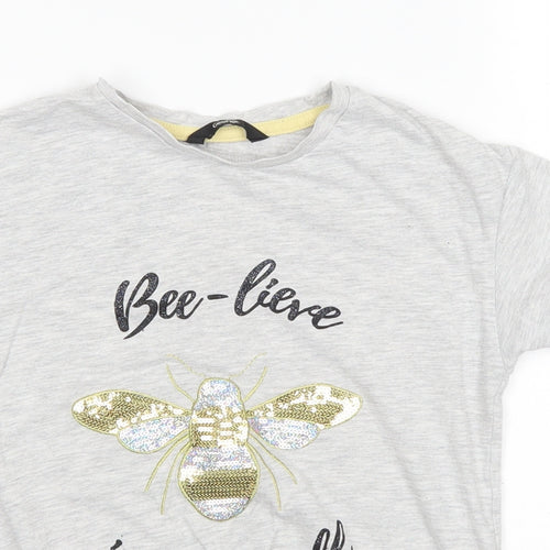 George Girls Grey   Basic T-Shirt Size 6-7 Years