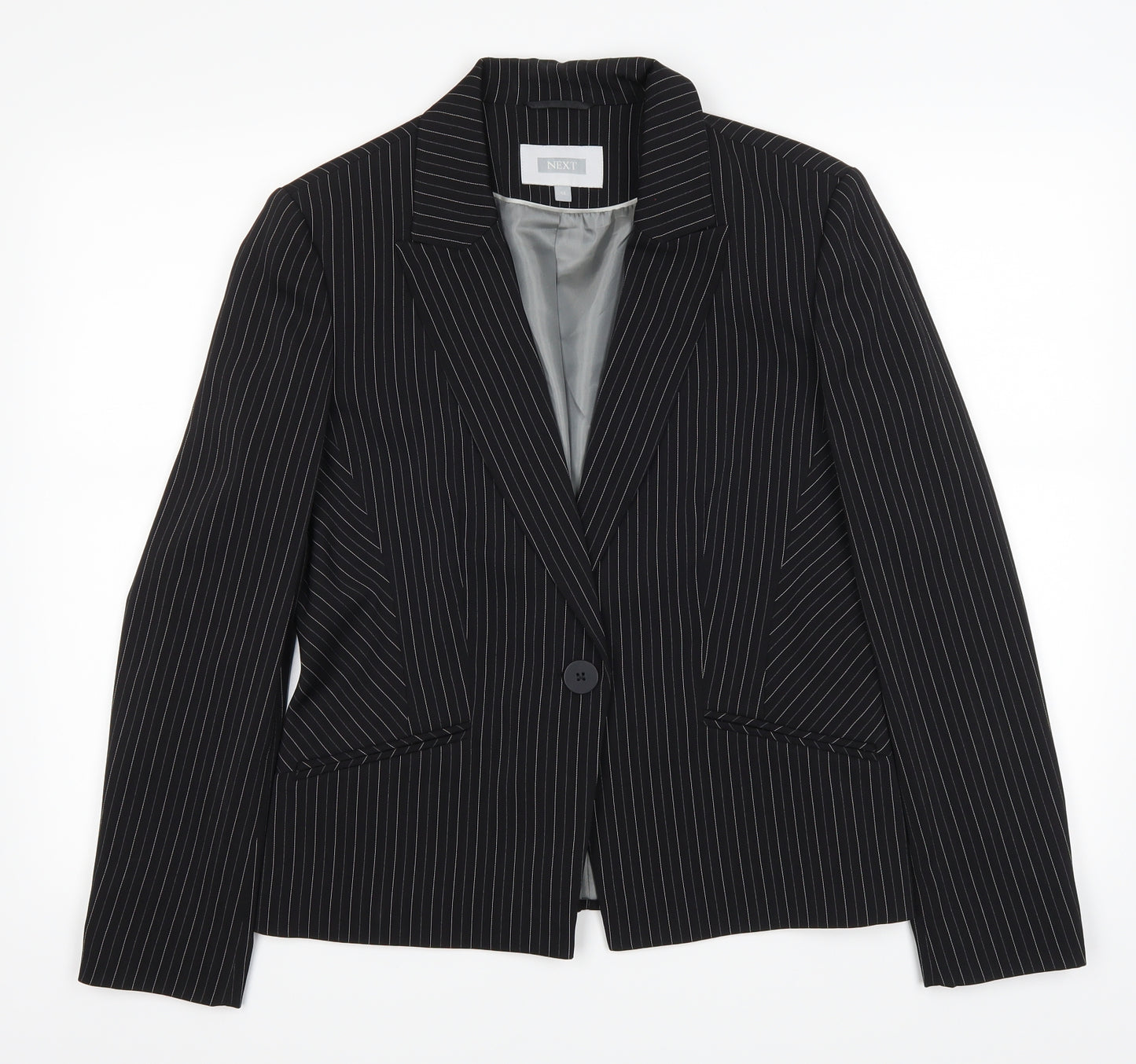 NEXT Womens Black Striped  Jacket Blazer Size 14