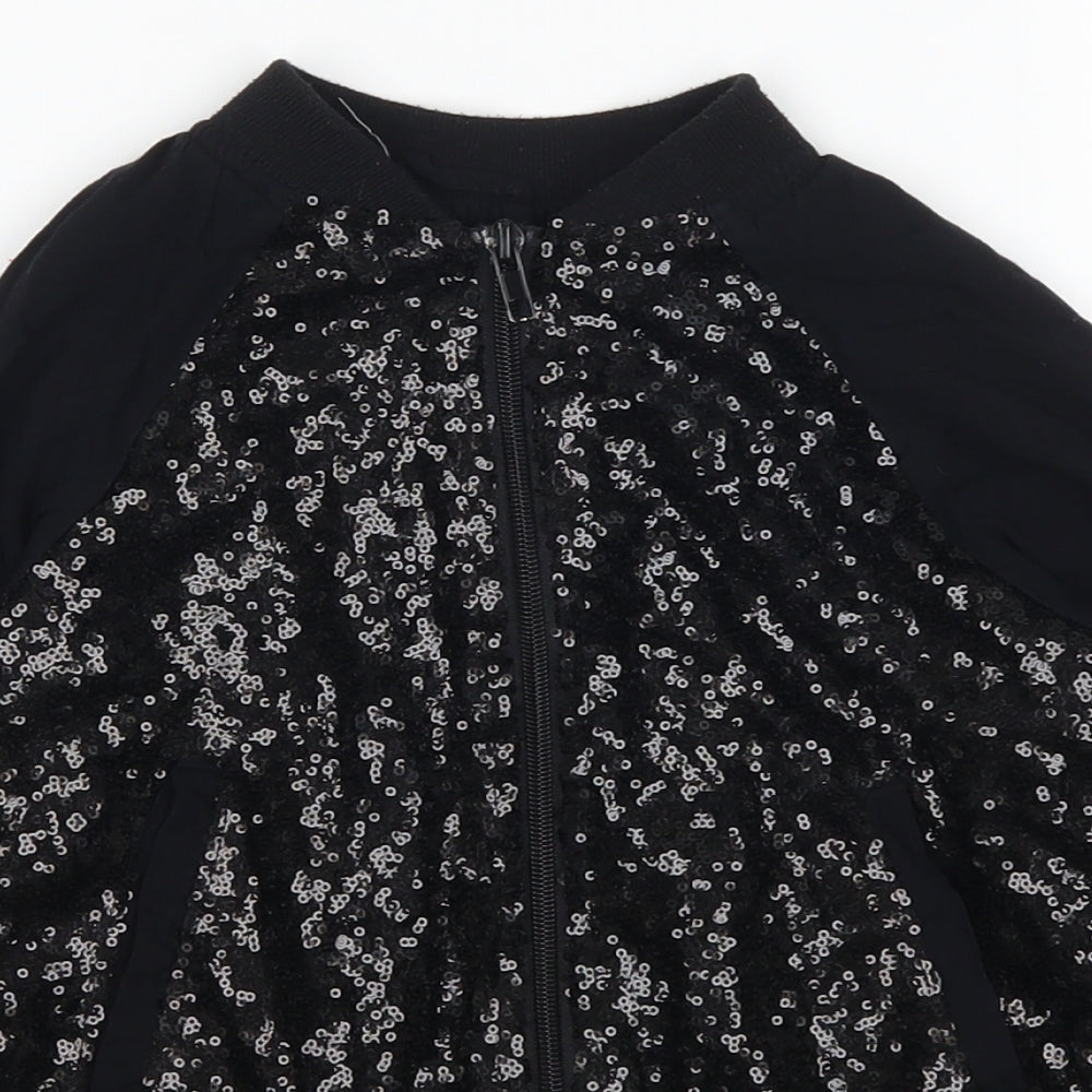 H&M Girls Black   Bomber Jacket Jacket Size 8-9 Years