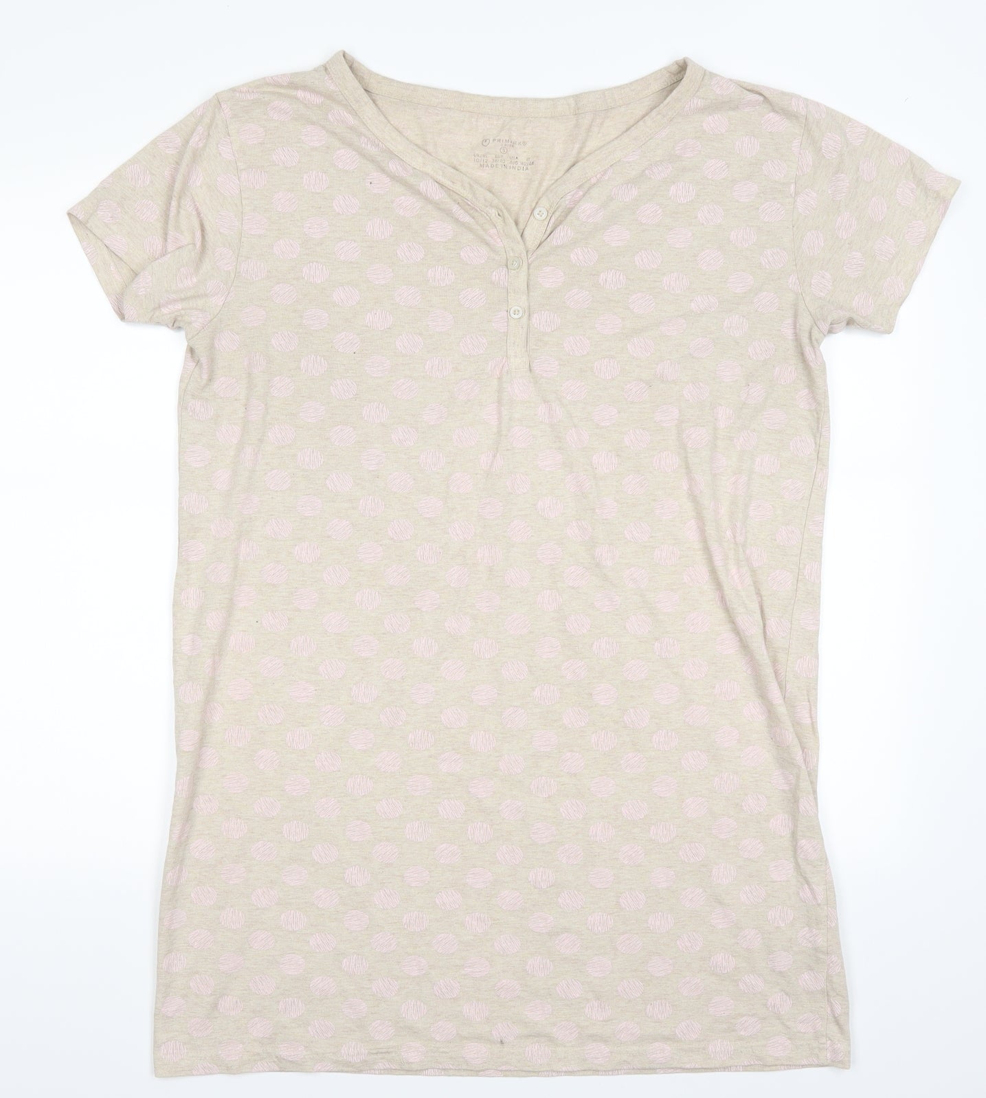 Primark Womens Beige Polka Dot  T-Shirt Dress  Size S