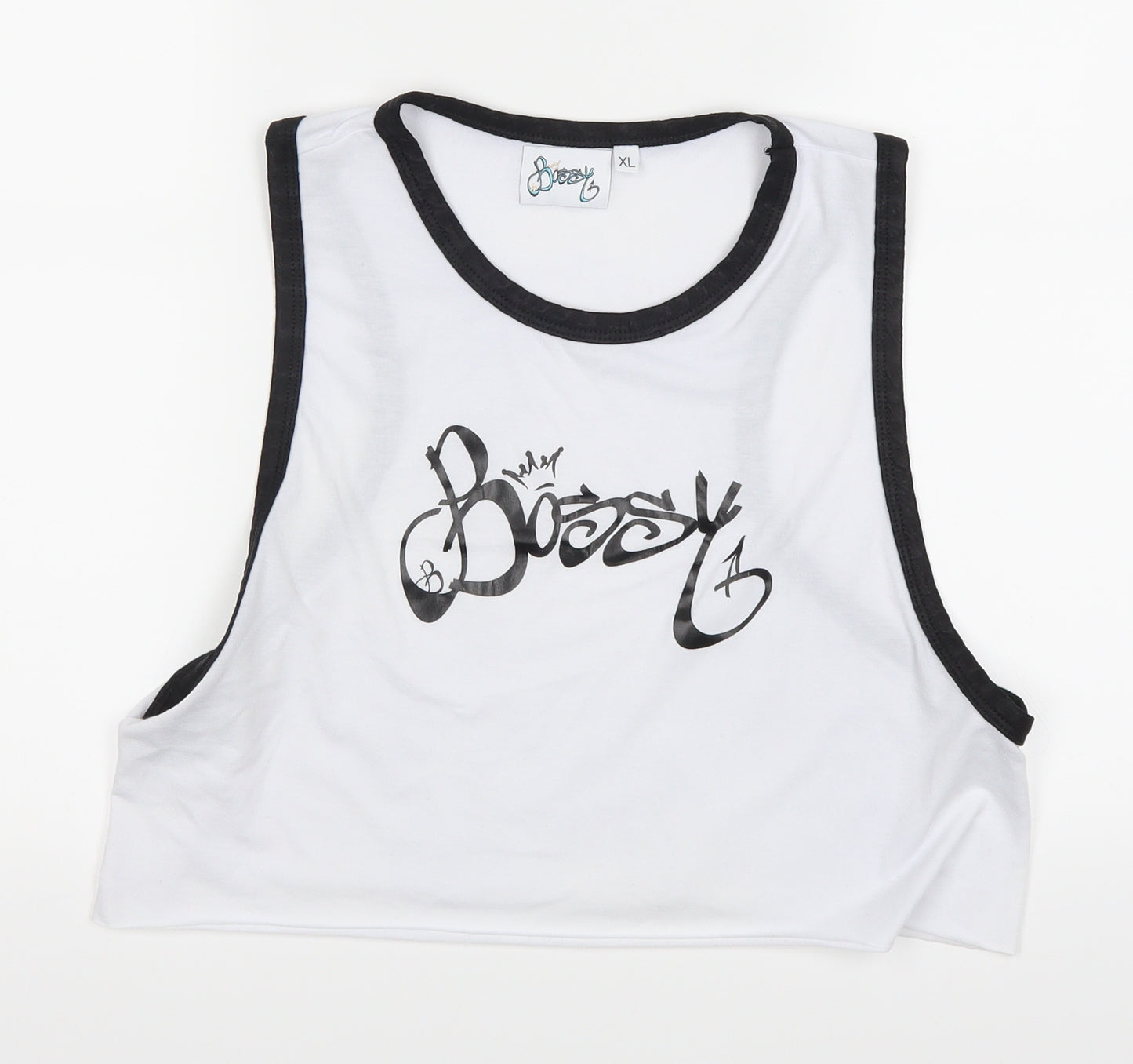 bossy Womens White   Cropped Tank Size XL