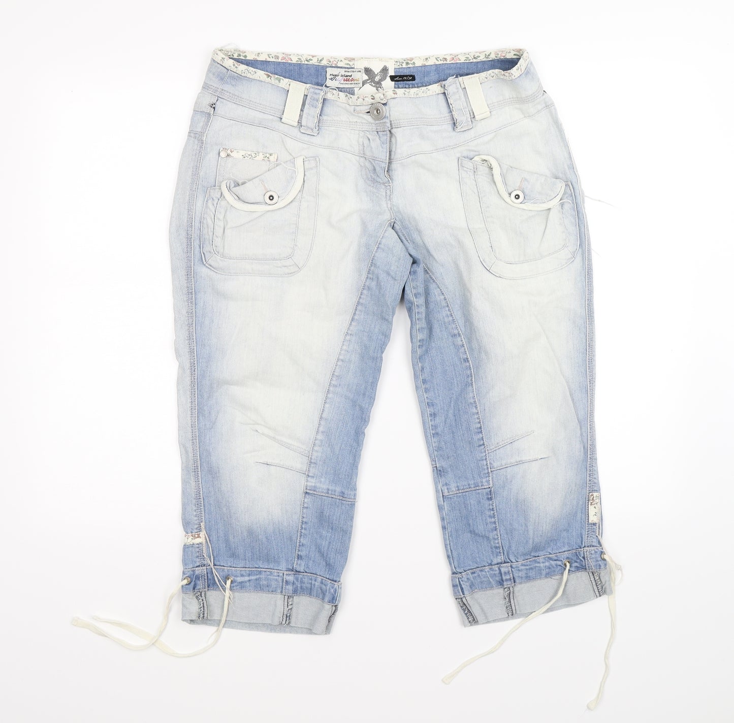 River Island Womens Blue  Denim Cargo Shorts Size 12