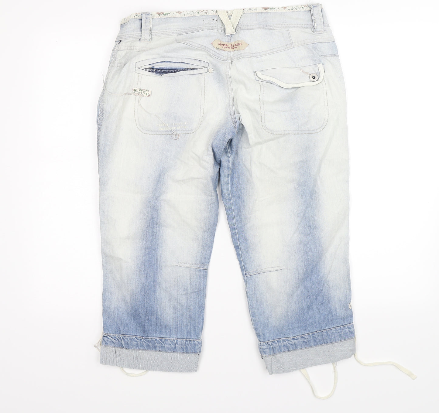 River Island Womens Blue  Denim Cargo Shorts Size 12